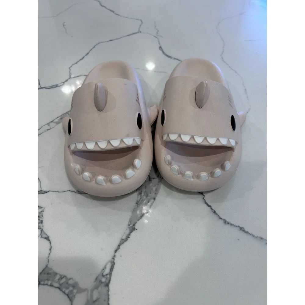 Men's Light Pink Shark Slide Sandals Lightweight 3D Slip-On EU 44-45 US 11.5